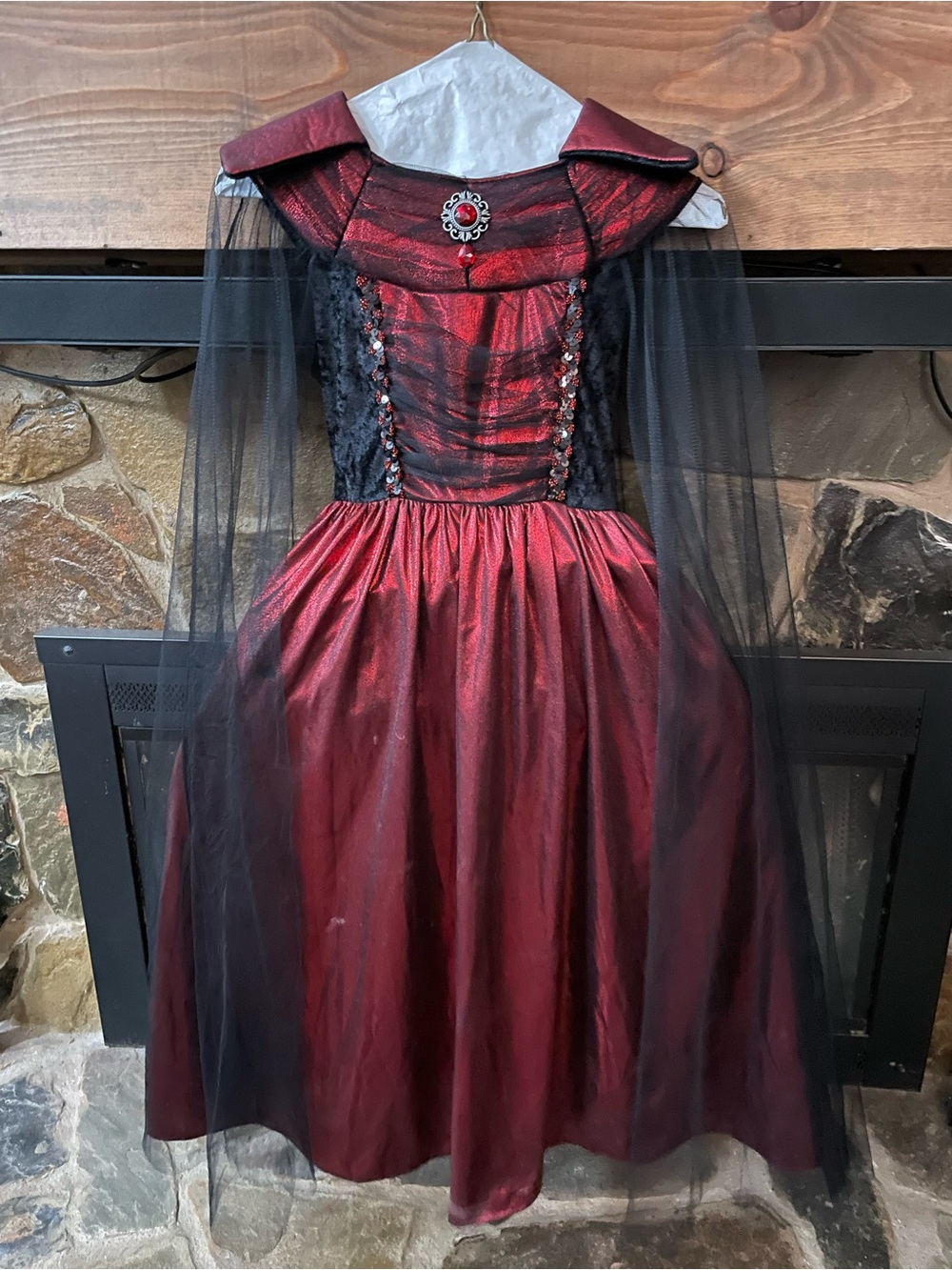 Red Velvet Gothic Evening Dress